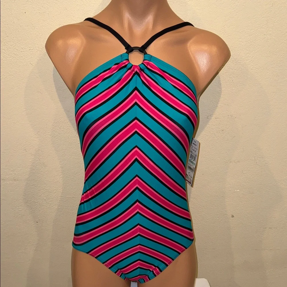 NWT DKNY ring neck one piece swimsuit size 8 - Picture 2 of 4